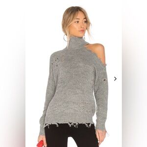 Lovers + Friends Arlington Distressed Turtleneck Sweater – Grey – Size S